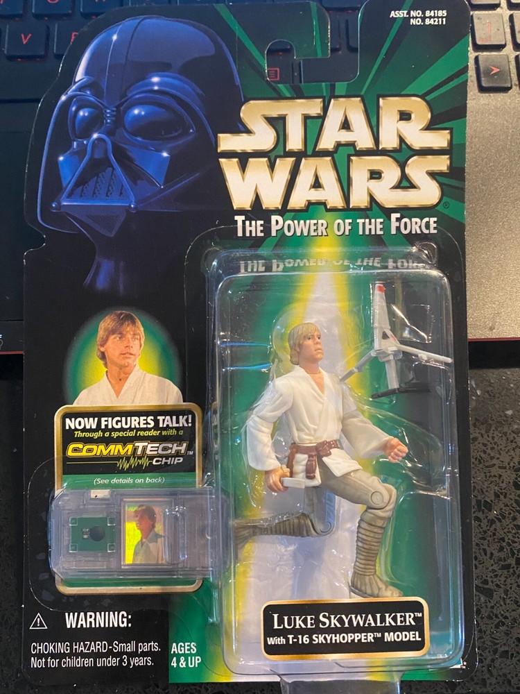 STAR WARS POTF2 CommTech Luke Skywalker with Skyhopper Model Unopened Rare Collectible