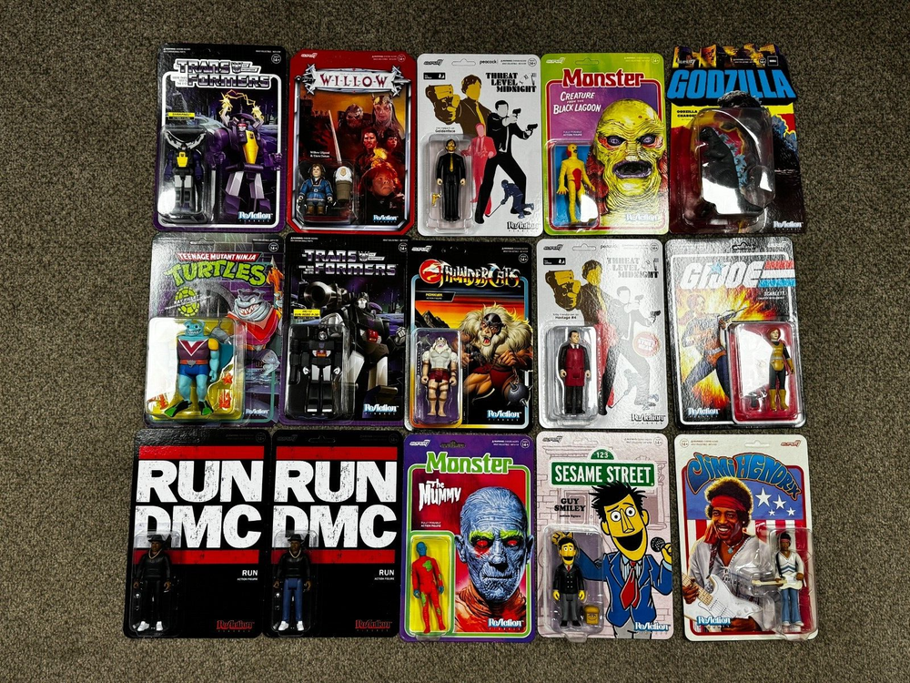 Super7 Reaction Figure 15 Lot Sesame Street Run DMC Godzilla Kwame G.I. Joe TMNT