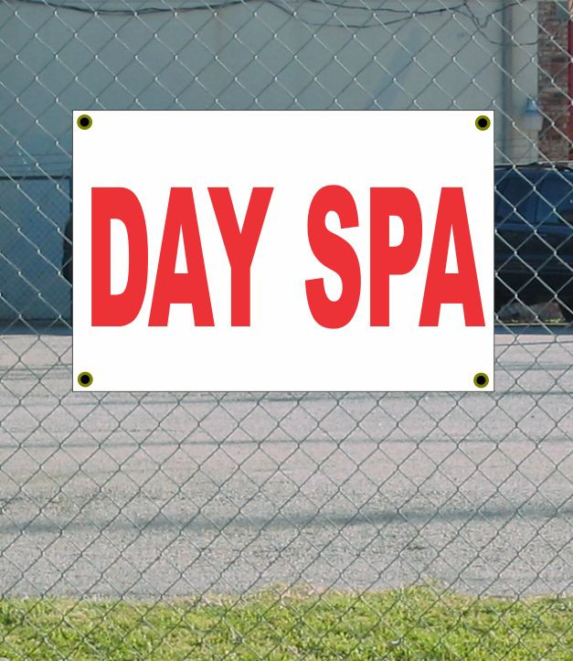 2x3 Day Spa Red & White Banner Sign Discounted Size & Price Free Shipping-image