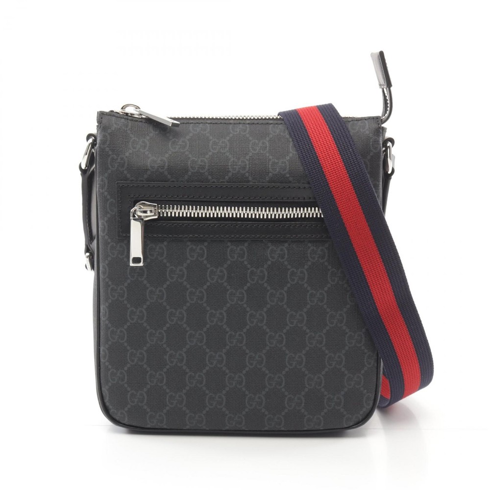 GUCCI GG Supreme Small Shoulder Bag in Black Canvas Crossbody Style 792082FADJA1042
