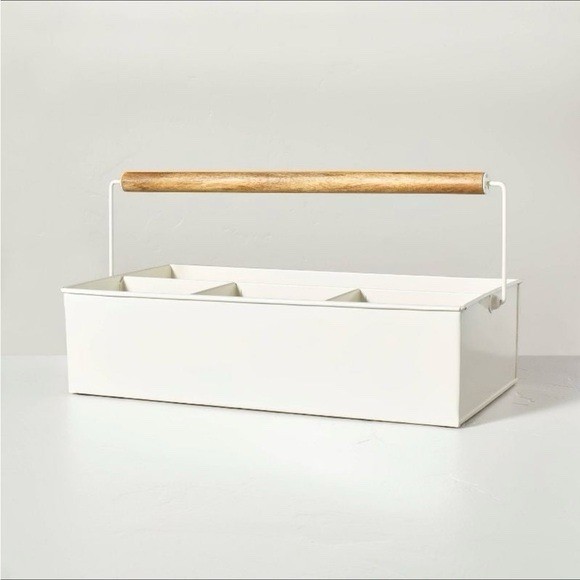 Hearth & Hand Divided Metal Garden Caddy in Cream - Multipurpose Storage  