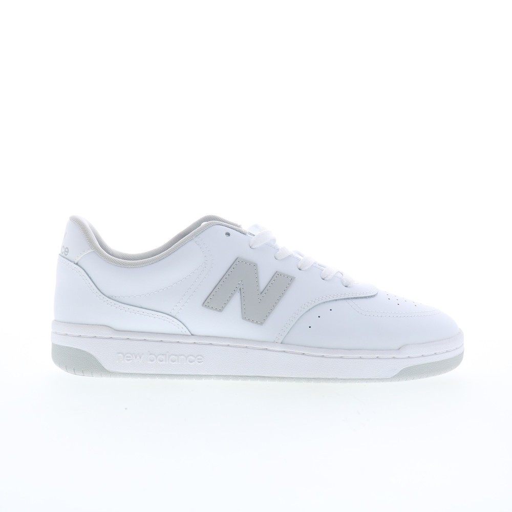 New Balance BB80 BB80GRY Mens White Leather Lace Up Lifestyle Sneakers Shoes