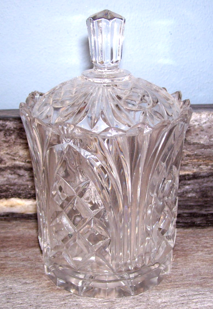 Vintage Crystal Lidded Candy Jar 7 Inches Tall Elegant Serving Dish