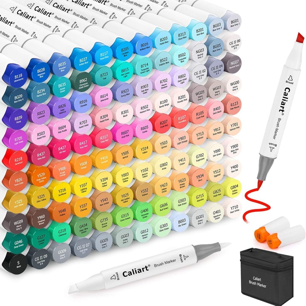 121-Color Dual Tip Brush Markers for Artists - Chisel & Fine Brush Tips