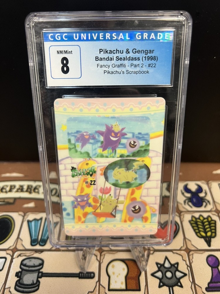 Pikachu And Gengar Bandai Sealdass (1998) Fancy Graffiti #22 CGC 8