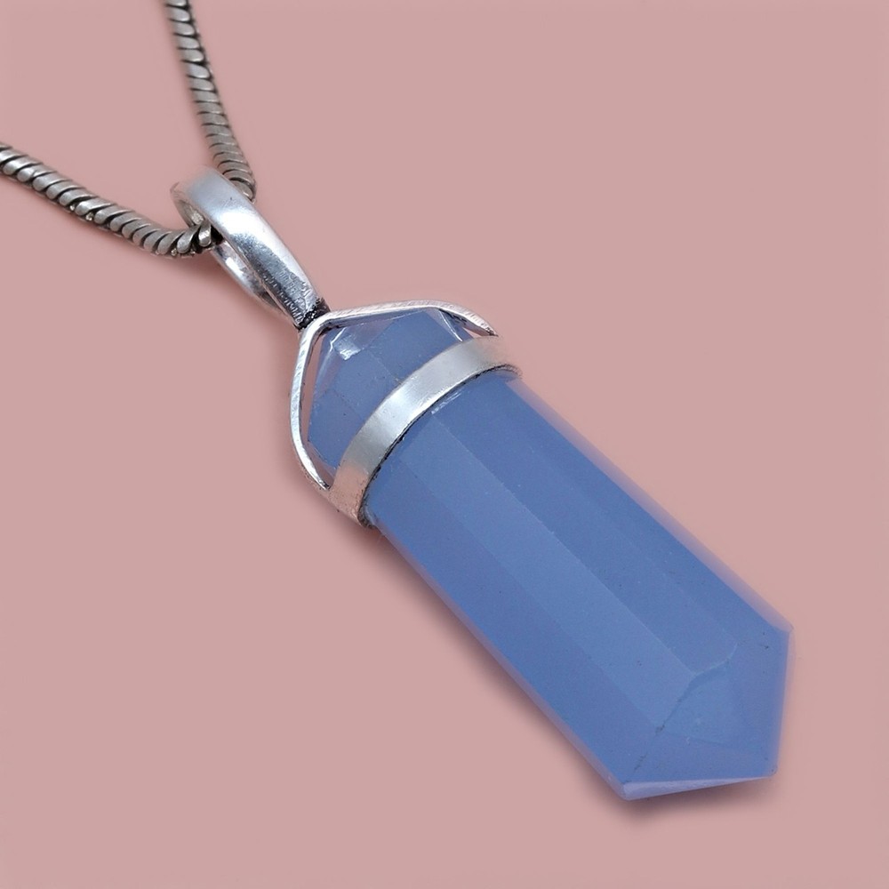 Blue Chalcedony Gemstone Handmade Silver Pendant for Women & Men