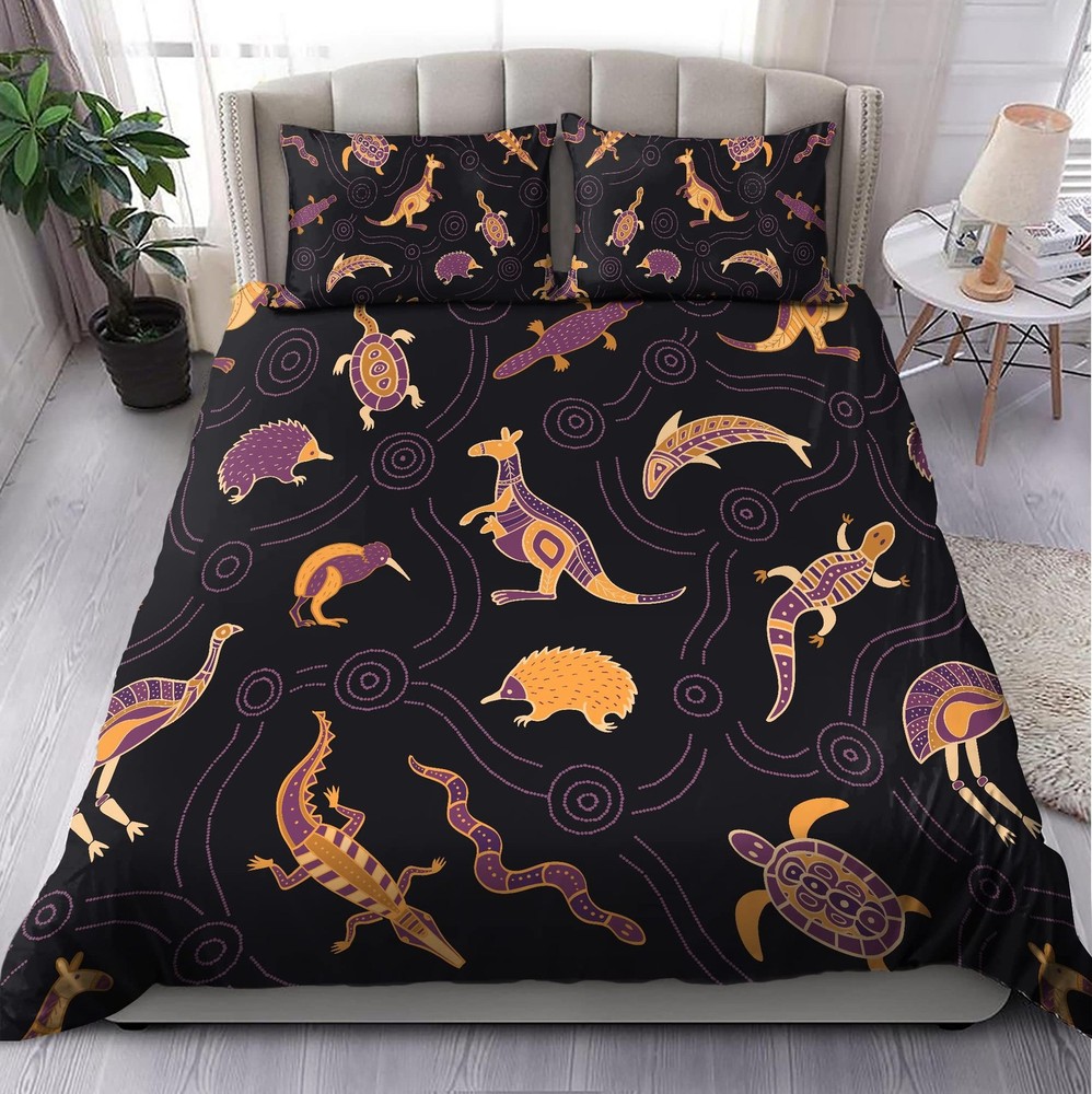 Animal Totem Aboriginal Culture Duvet Cover Queen Bedding Set Pillowcase