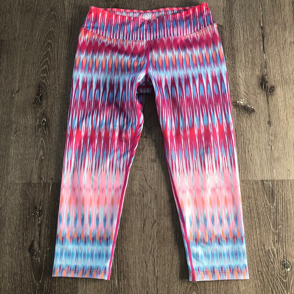 Prana Leggings Women's Small Roxanne Print Abstract Color-burst Capri