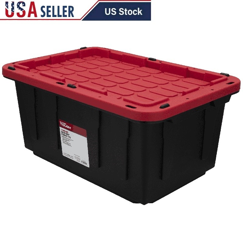 17 Gallon Stackable Plastic Storage Bin with Secure Snap Lid for Organizing
