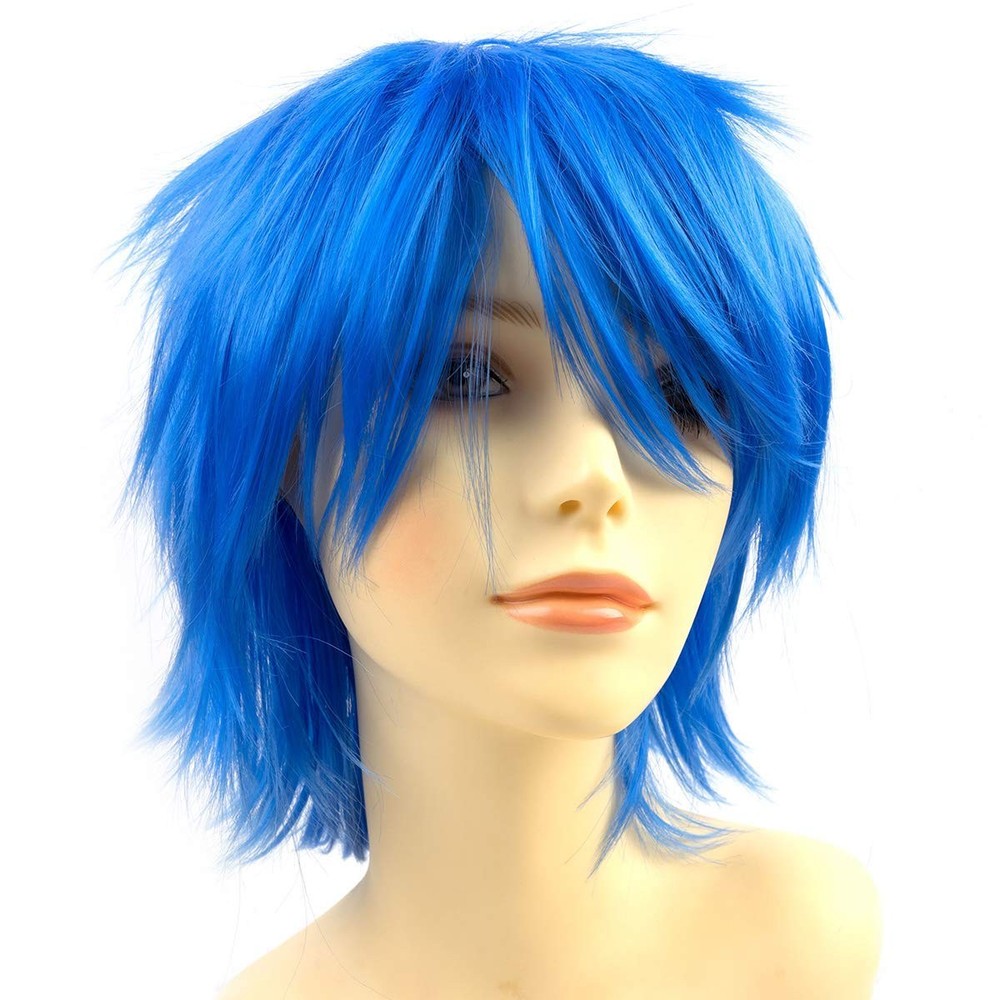 Modernfairy Anime Halloween Wig Blue for Cosplay Party, Synthetic Layered Sho...