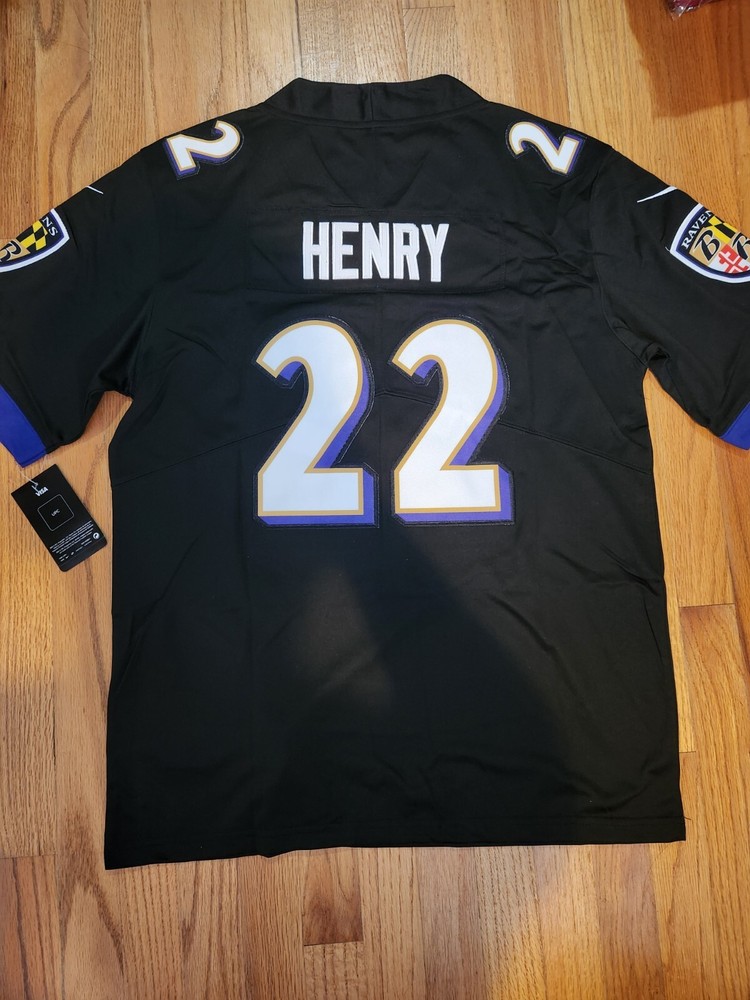 NWT youth customized ravens 22 derrick henry s-xl black regular fit new stitched