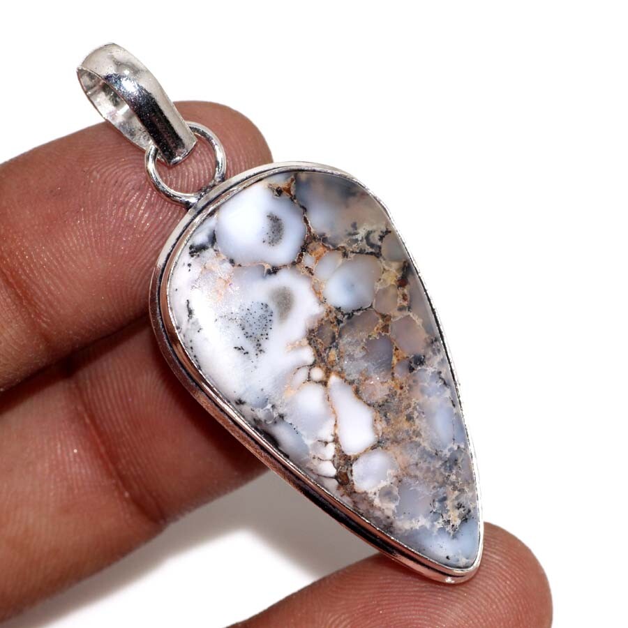 Dendritic Opal 925 Silver Plated Gemstone Pendant 2