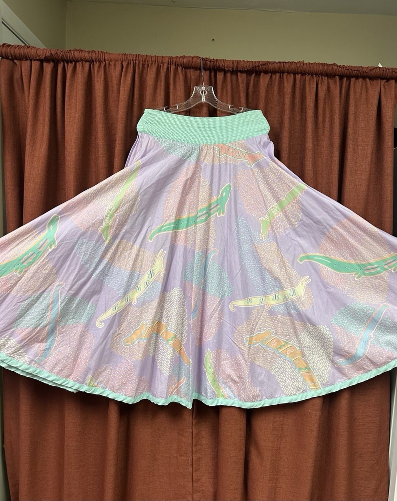 Jeanne Marc Vintage Maxi Skirt Multicolor Marine Snakes Design Style 1243