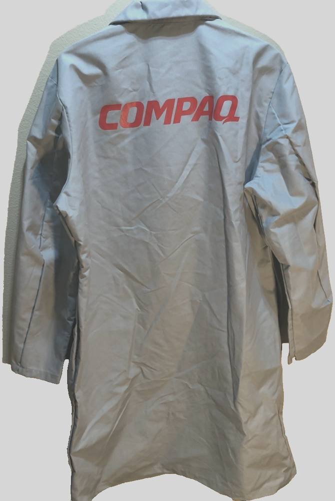 Compaq Lab Long Coat Vintage 80s 90s Image Plus Red Kap Gray Computer 44-RG