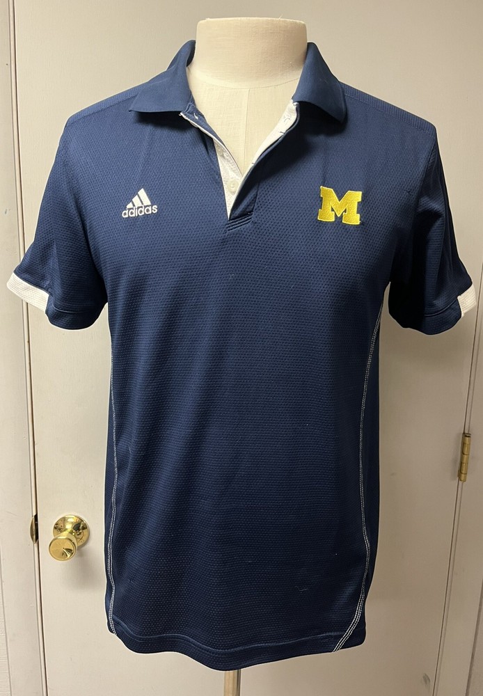 Mens UNIVERSITY OF MICHIGAN WOLVERINES Polo Golf Shirt Size Medium Adidas