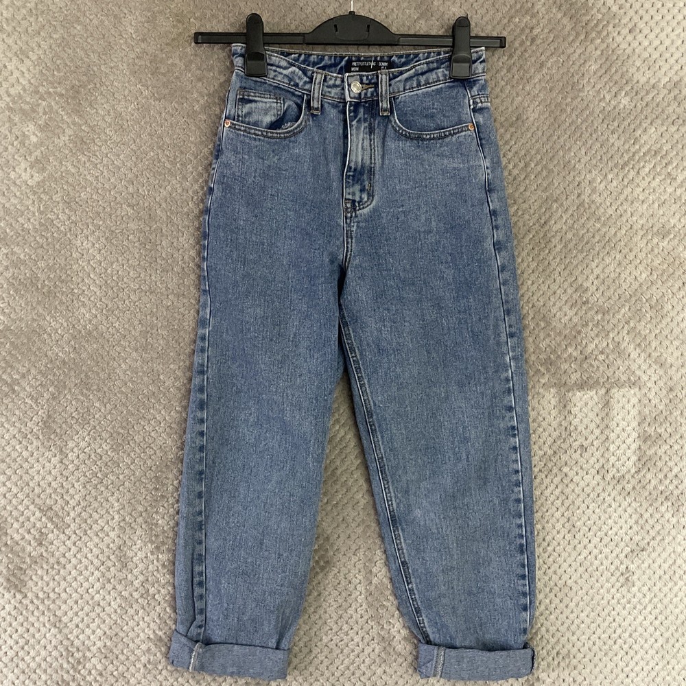 PRETTY LITTLE THING MOM JEANS SIZE UK 6 BLUE DENIM