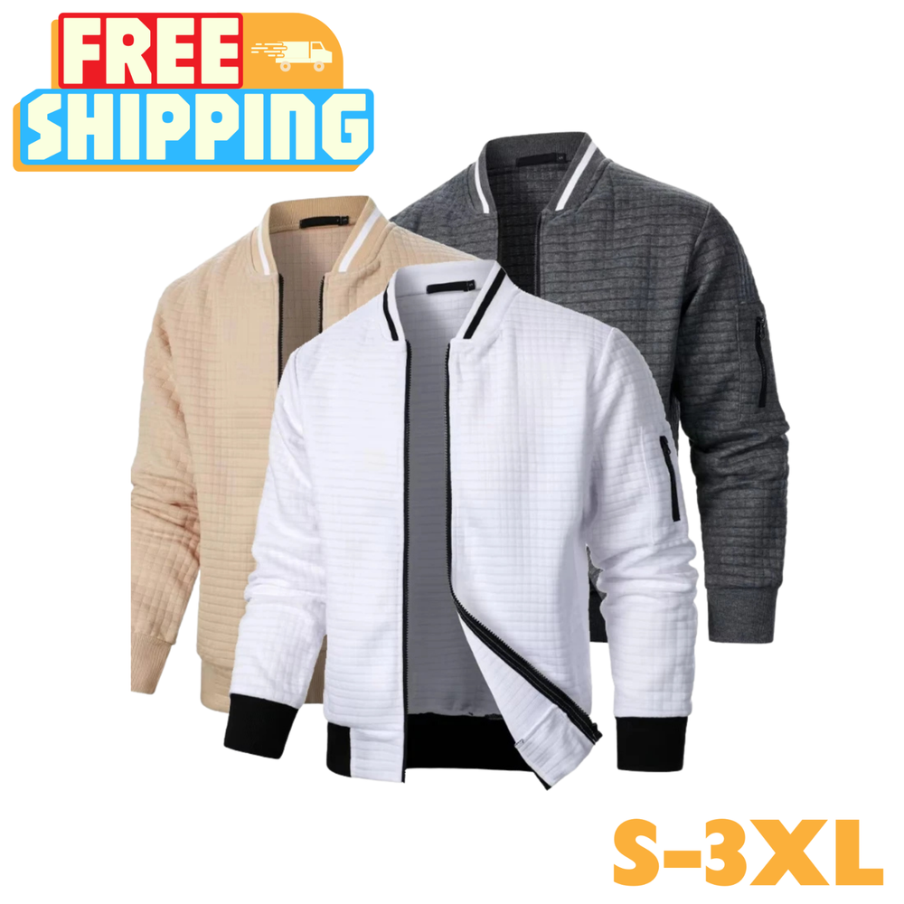 Men's Long Sleeve Zipper Jacket Casual Stand Collar Coat Outdoor Streetwear