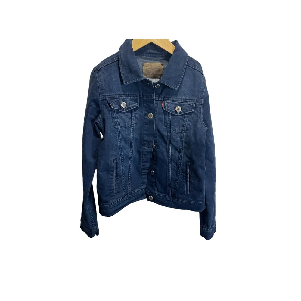 LEVI'S LEVI STRAUSS GIRL'S DENIM BASIC TRUCKER JACKET SIZE L Dark Blue NEW