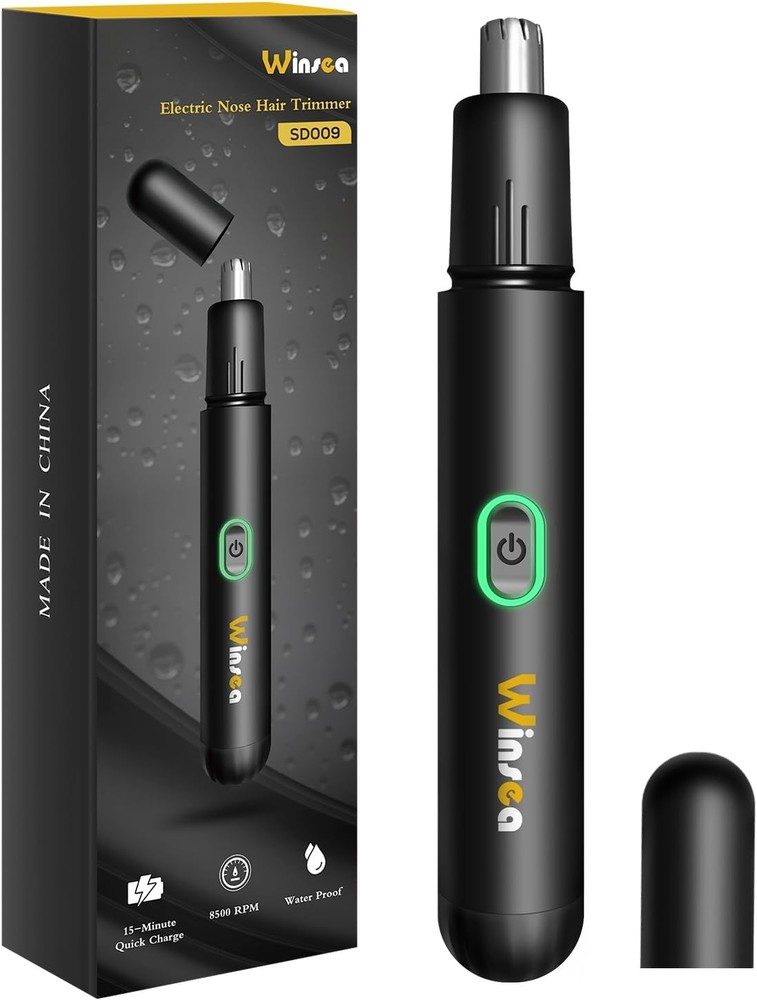 Precision Nose Hair Trimmer – 360° Safe & Efficient Electric Trimming, Black