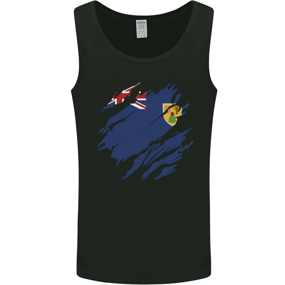 Torn Flag Turks and Caicos Islands Mens Vest Tank Top