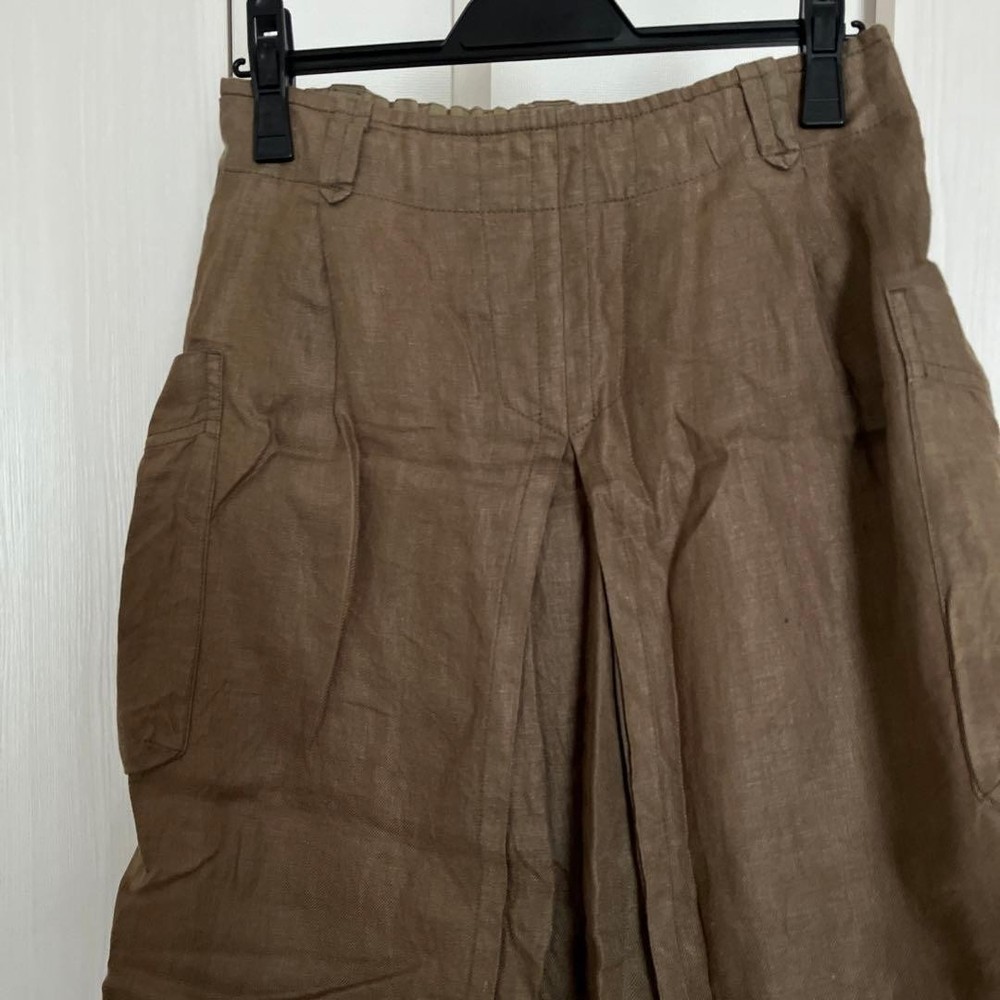 Pas de Calais Khaki Linen Knee-Length Skirt Casual Size 36 New