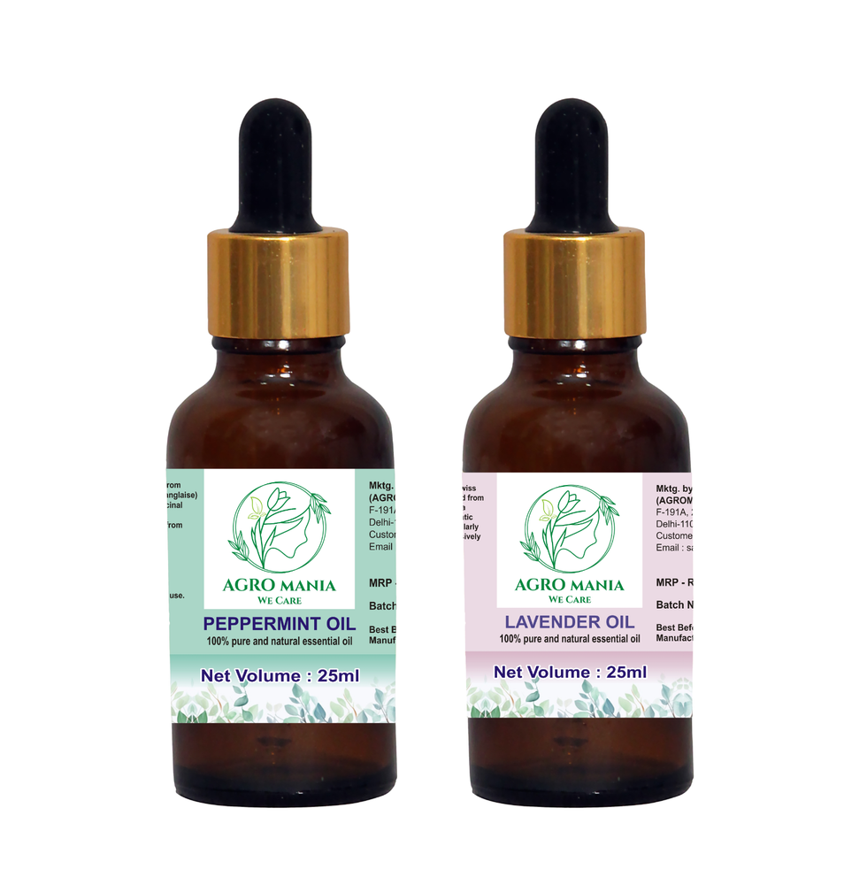 AGRO MANIA Lavender Peppermint 100% Pure Natural Essential Oils for Aromatherapy Relaxation