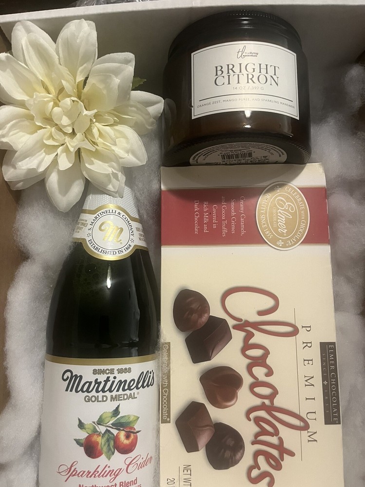 Mothers Day Birthday Gift Box with Chocolate Candle and Sparkling Cider-image