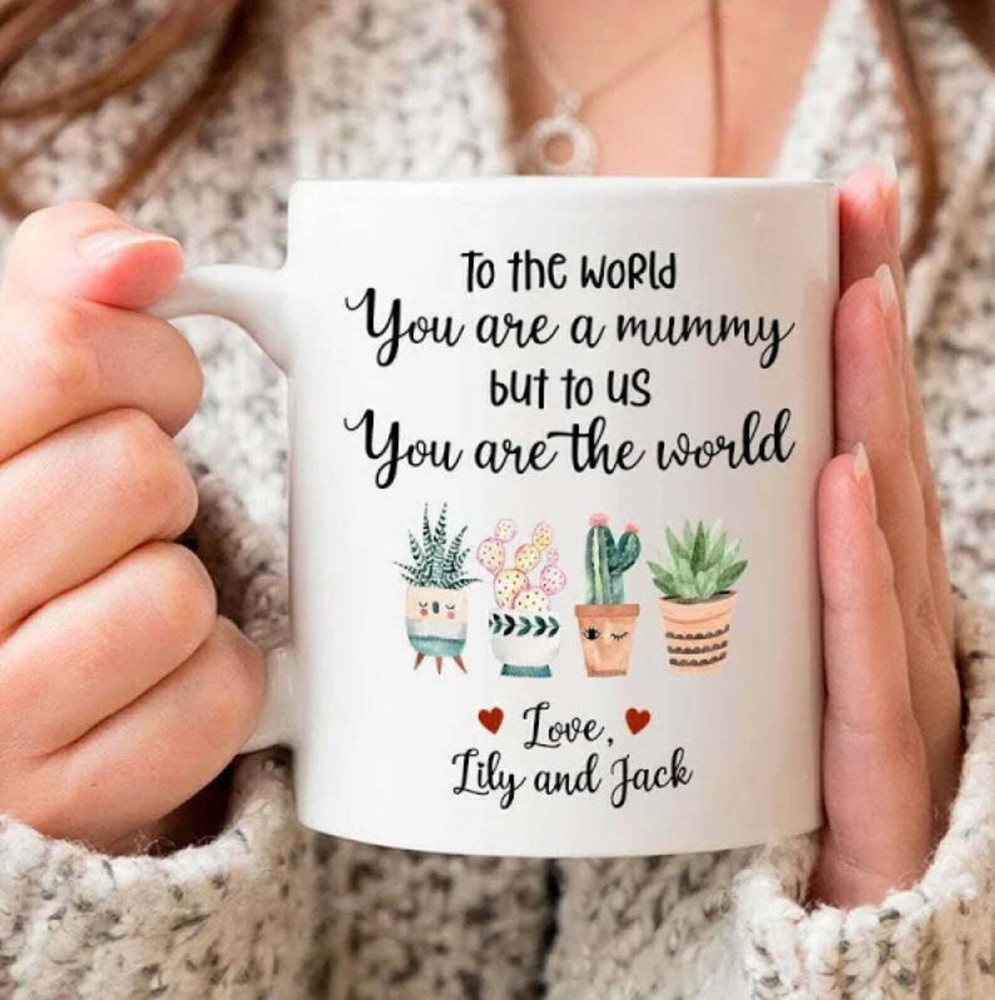 Personalized Gift For Mum You Are The World Succulent Plant Mug Mother's Day