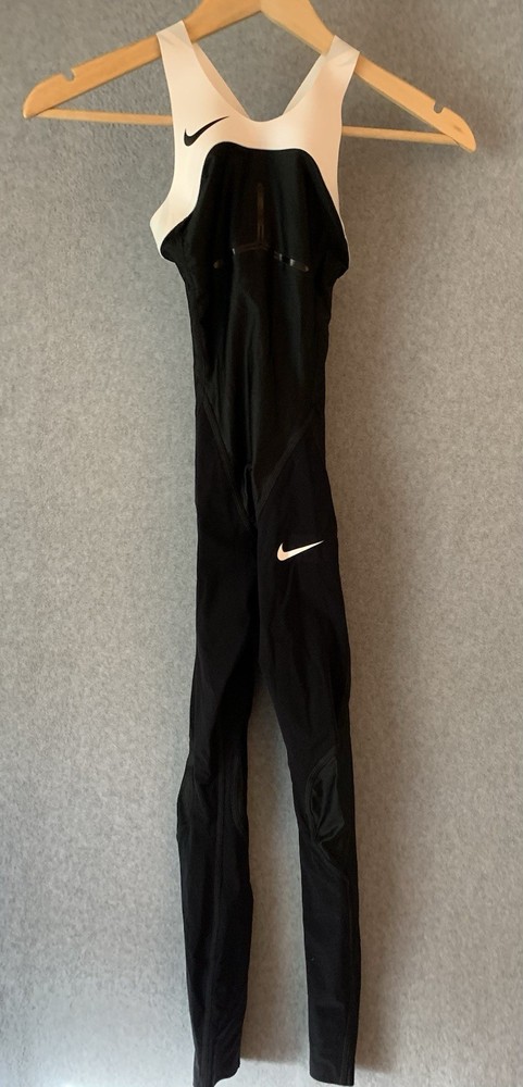 Nike Womens Tech Suit Swimming Racing Skinsuit Bodysuit Black Full Body