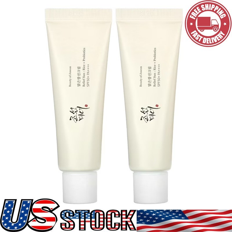 2x BEAUTY OF JOSEON Relief Sun: Rice + Probiotics SPF 50+ PA++++ - 50ml