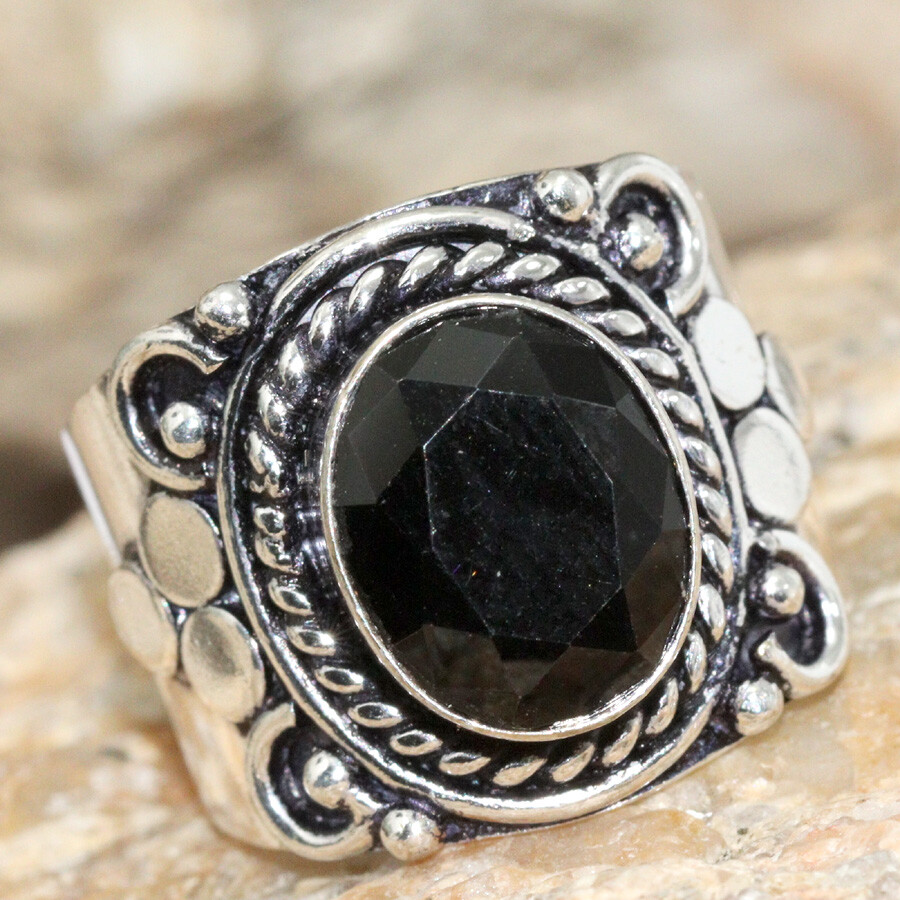 Black Onyx 925 Silver Plated New Arrival Ring US 6 Independence Day Sale JW