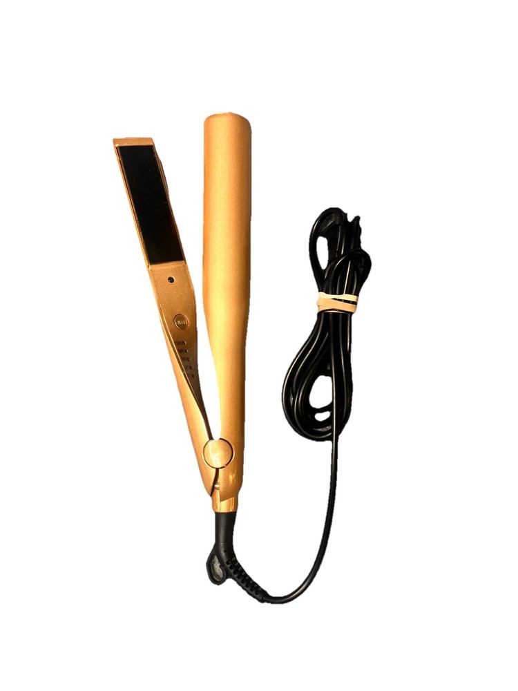 Gold Electric Hair Straightener & Curling Iron 2-in-1 Styler