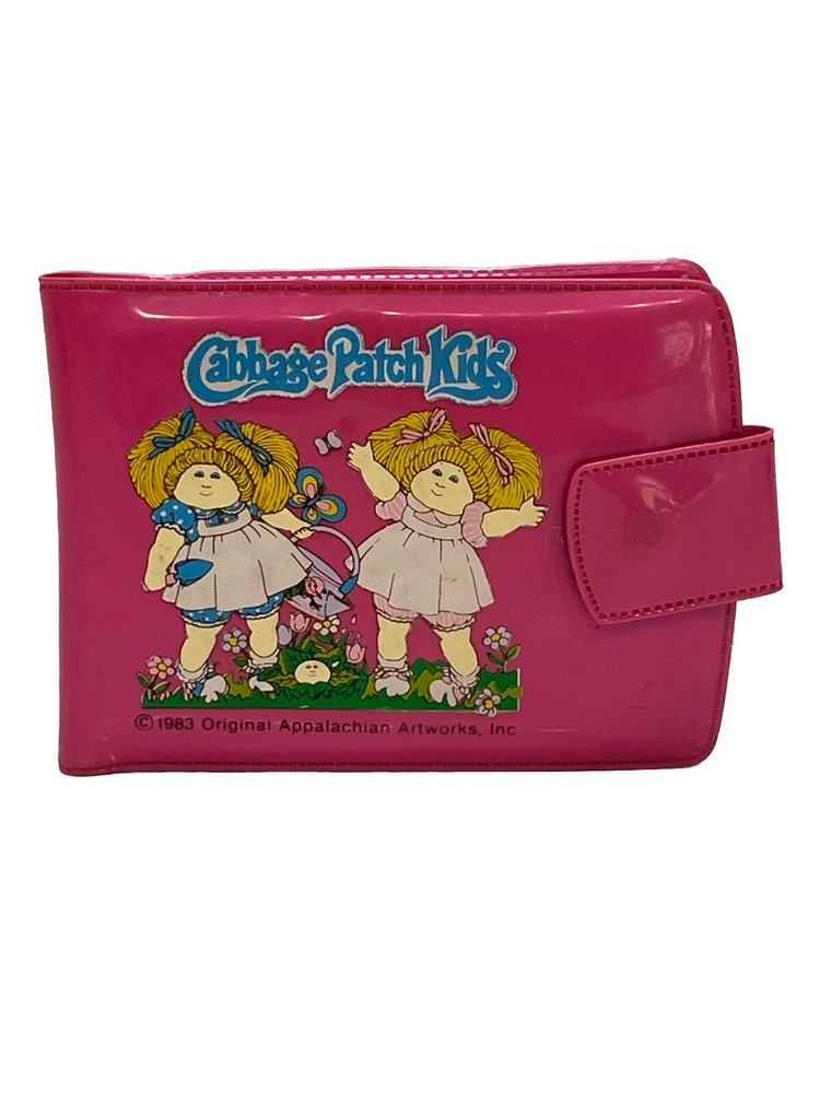 Vintage 1983 Cabbage Patch Kids Pink Snap Wallet with Collectibles