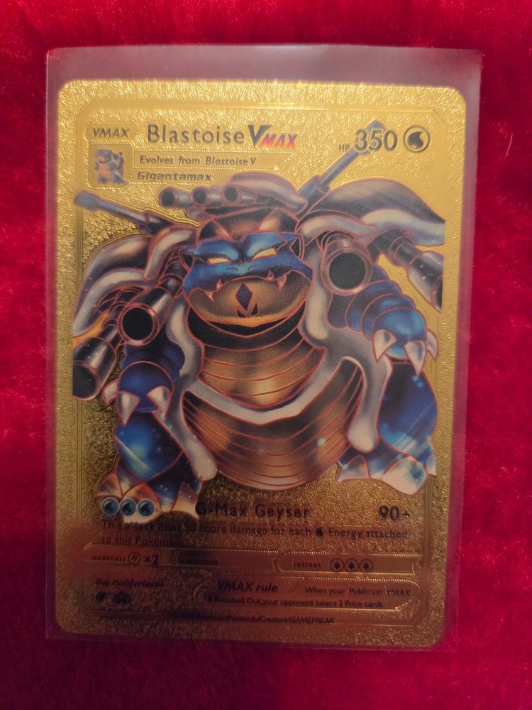 Pokemon Blastoise VMAX Gold Foil Fan Art Card  - 350 HP