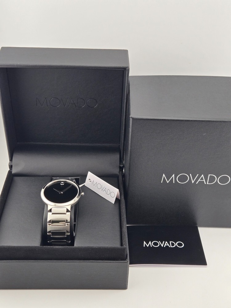 Movado Temo Men's Swiss Black Dial Stainless Steel Watch - 0607292