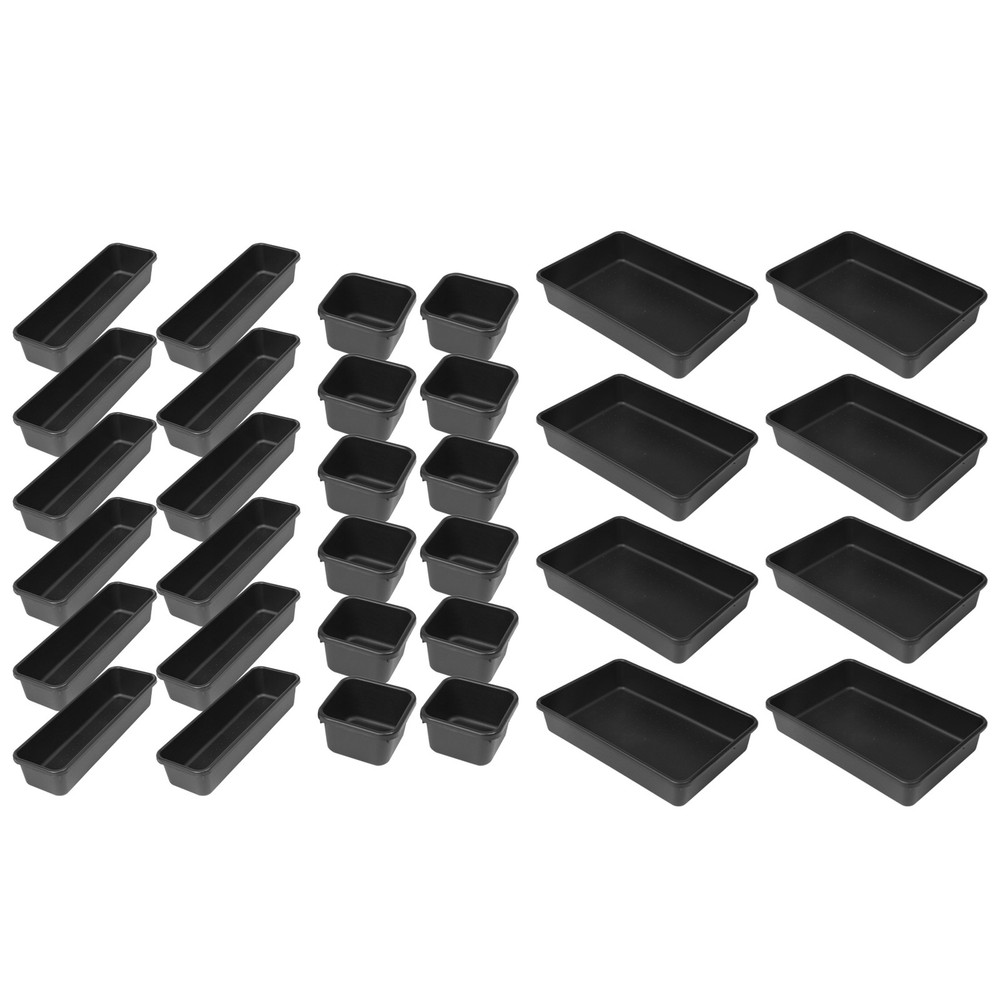 32-Piece Black Toolbox Organizer Tray Set with Dividers for Desktop Storage