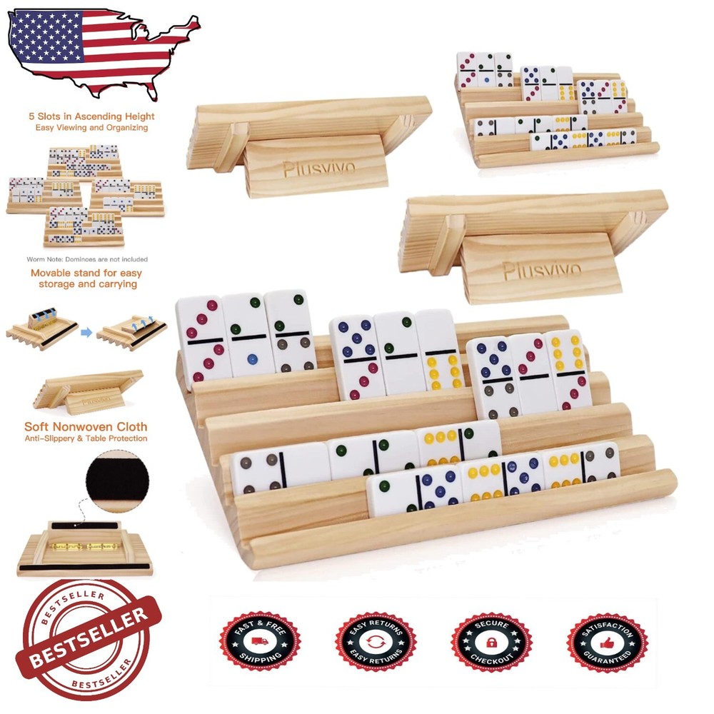 Modern 4-Piece Domino Racks Set with Peek Prevention for Games & Gatherings