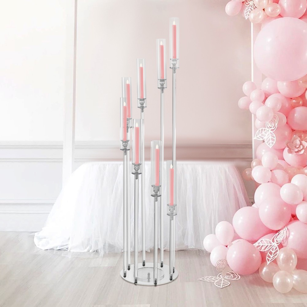 8-head Candle Holder Acrylic Clear Candle Stand for Wedding Birthday Party Decor