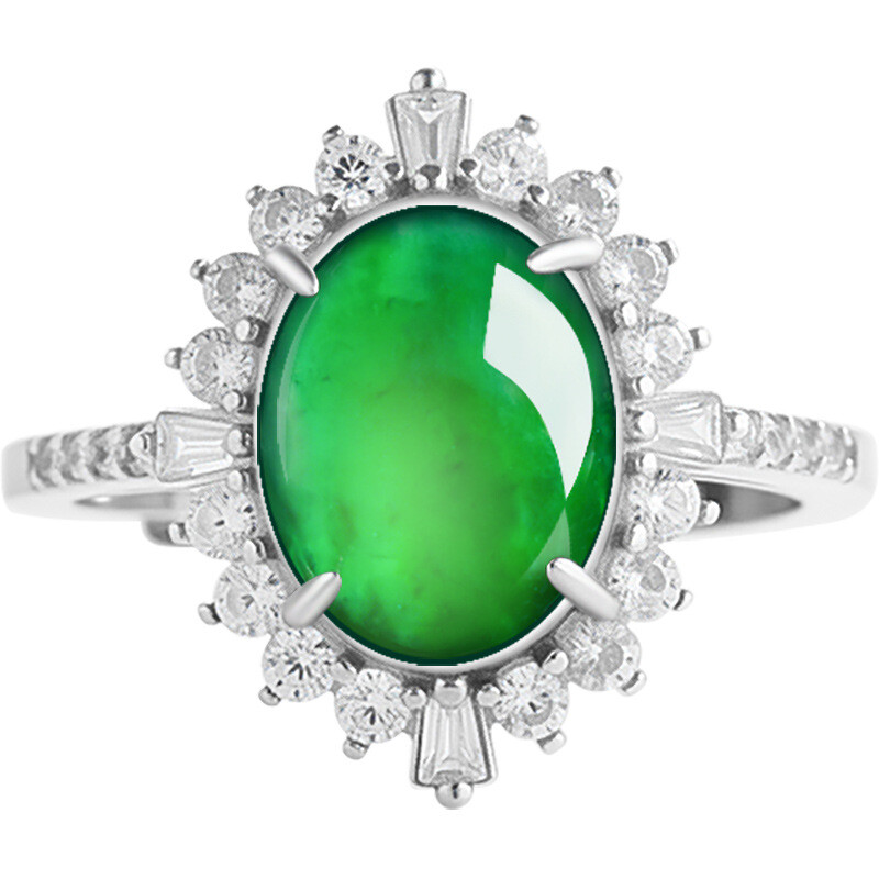 Icy Green Jade Ring - Certified S925 Sterling Silver Luxury Jewelry Gift