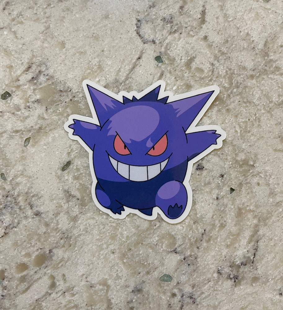 Gengar Pokemon Sticker with Gloss or Holographic Waterproof Laminate