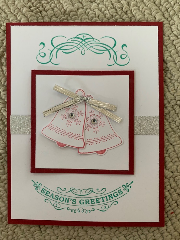 Seasonal bells holiday Christmas card kit of 6 made w/ Stampin' Up!-image