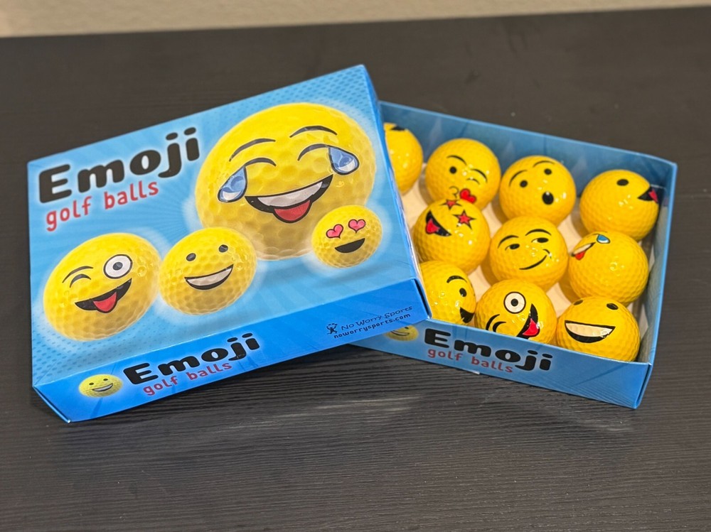12-Pack Emoji Golf Balls – Bright Yellow Novelty Gift Set for Course and Gifts