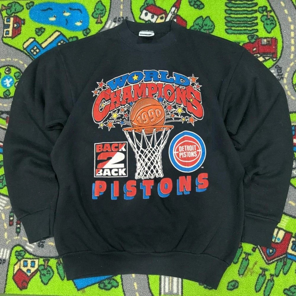 Vintage Detroit Pistons Black Crewneck Sweatshirt Gift for Fan