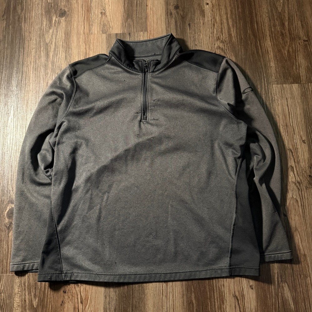 Oakley Men's XL TG Gray 1/4 Zip Long Sleeve Pullover Shirt Athletic Casual