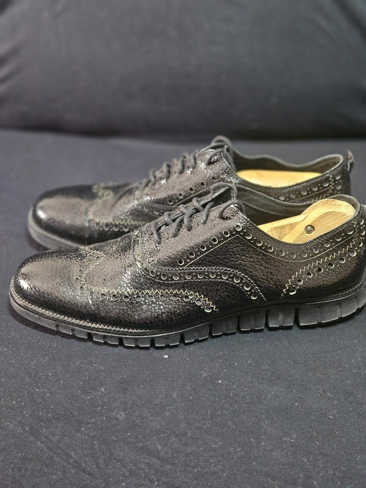 Cole Haan ZeroGrand Oxford Wingtip Black Leather Dress Shoes US Men's 11.5 M