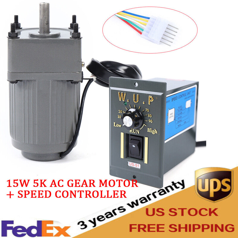 NEW AC 110V AC Gear Motor Electric Motor Variable Speed Controller 1:5 270 RPM