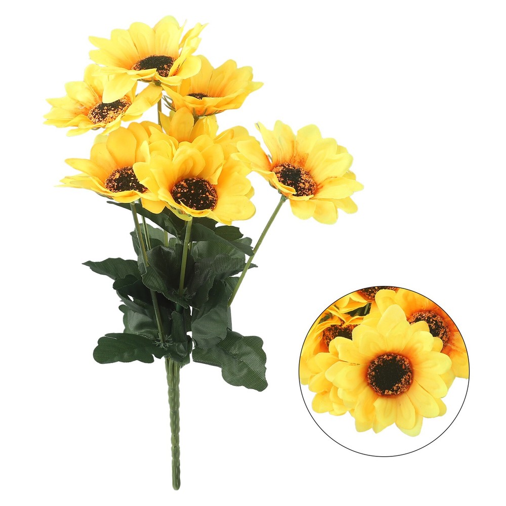 7-Heads Artificial Sunflowers Fake Flower Bouquet Garden Wedding Party Decor-New