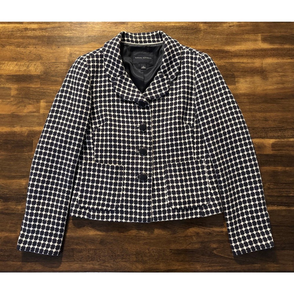 Banana Republic Women’s 6 Blazer Cotton Linen Blend 3 Button Front Pockets