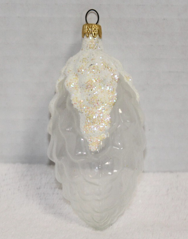 Vintage Figural Clear Glass Glitter Pinecone Christmas Ornament Columbia