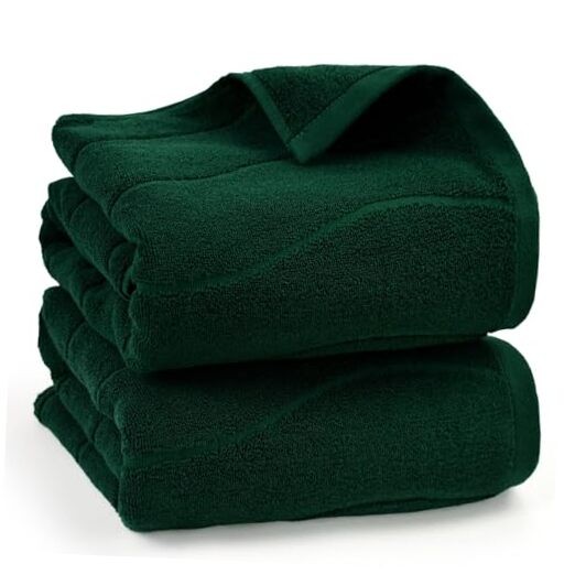 100% Cotton Wavy Striped Jacquard Bath Towels Set of 2 - 27.5